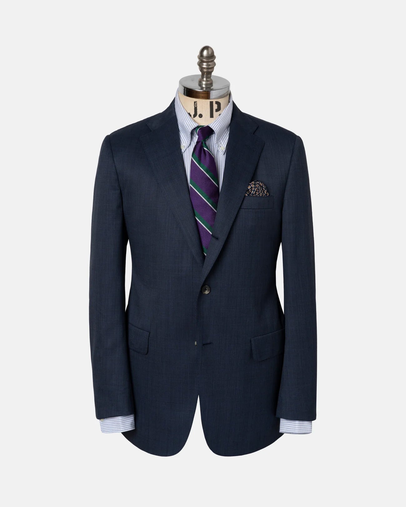 Made-in-USA Medium Blue Tic Weave Wool Suit - Custom Make