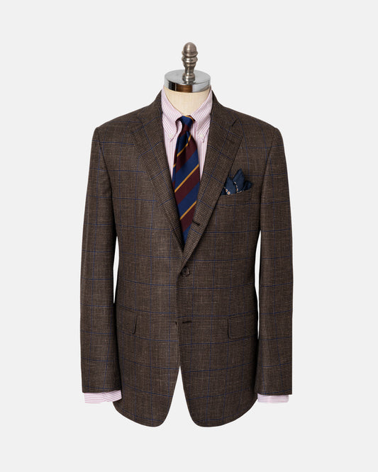 BROWN/BLUE CHECK WITH WINDOWPANE SPORT COAT