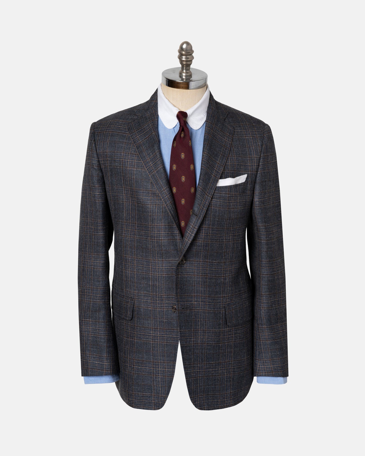 GREY/NAVY/BROWN PLAID SPORT COAT