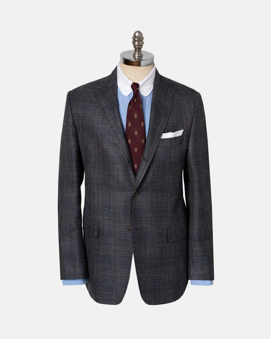 GREY/NAVY/BROWN PLAID SPORT COAT