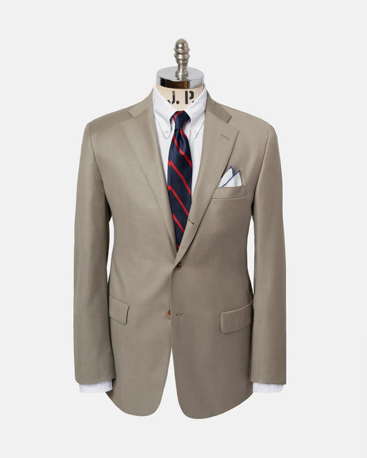Made-in-USA Solid Tan Super 120s Wool Suit - Custom Make