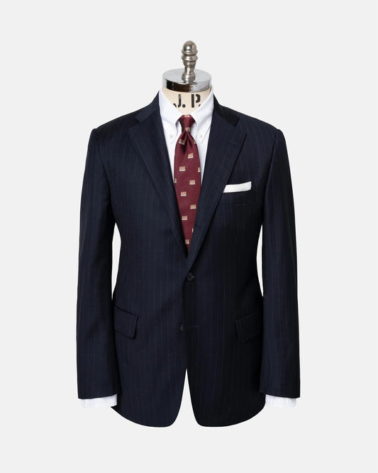 Made-in-USA Navy Chalkstripe Super 120s Wool Suit - Custom Make