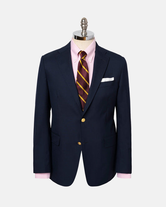 NAVY TWO BUTTON DARTED WOOL BLAZER