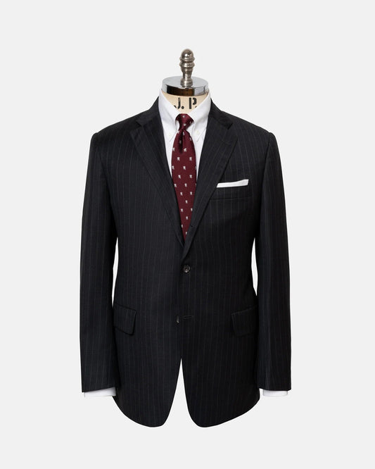 Made-in-USA Charcoal Chalkstripe Super 120s Wool Suit - Custom Make