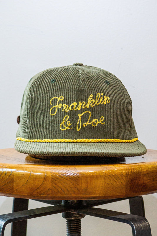 Franklin Poe x Sandlot Goods Chainstitch Embroidered Cord Cap - Olive Corduroy