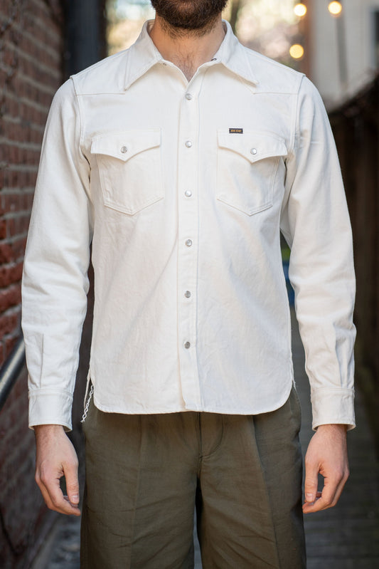 Iron Heart IHSH-384-WHT 13.5oz Cotton Twill Western Shirt - White