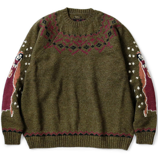5G Wool Elbow Virgin Mary Nordic Sweater 'Khaki'