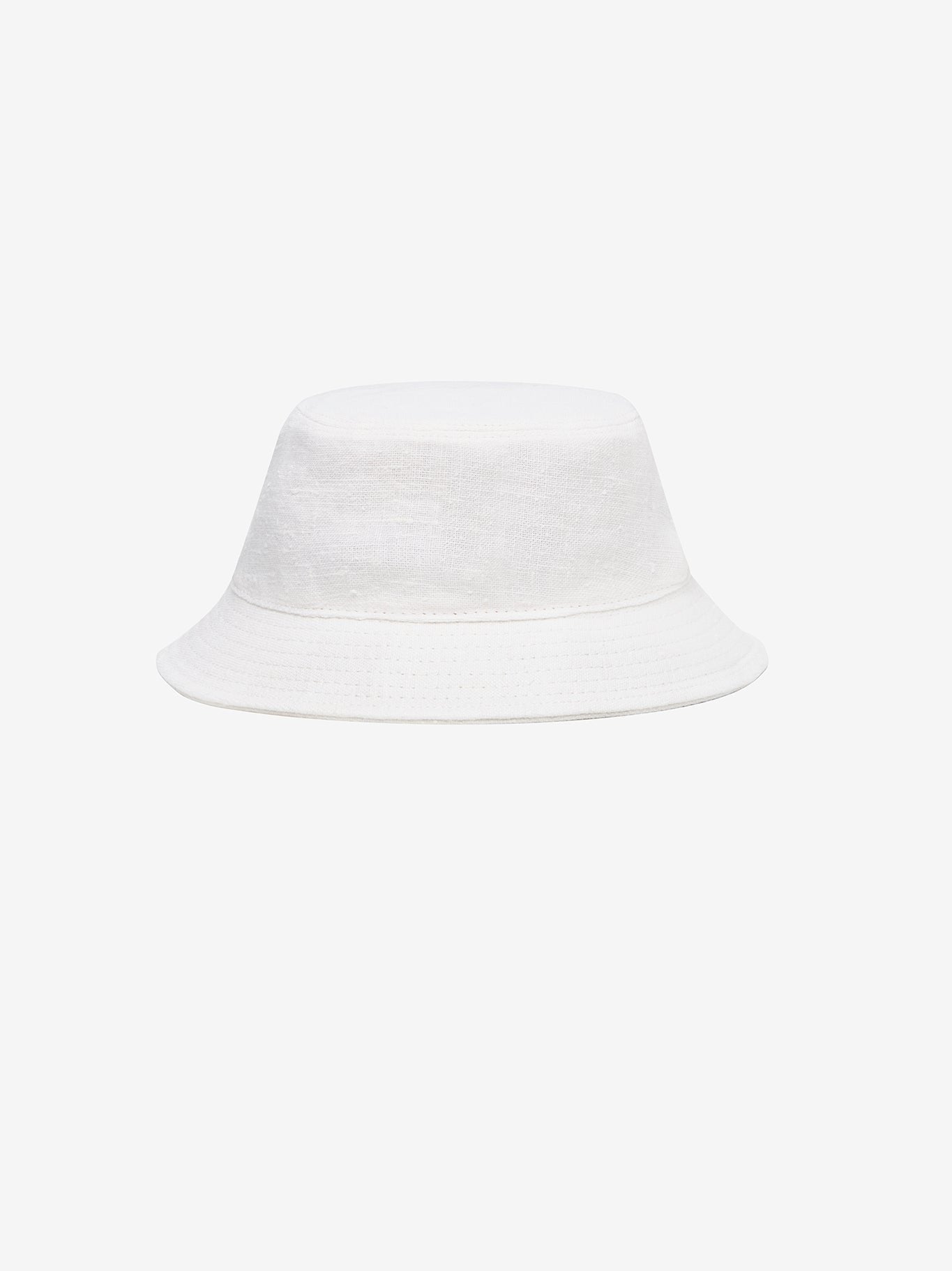 Bucket Hat in White Textured Linen