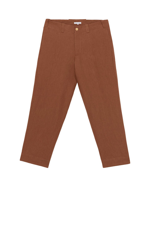 Baseball Pant in Cognac Linen
