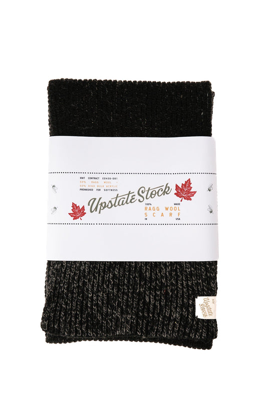 Black Melange Ragg Wool Scarf