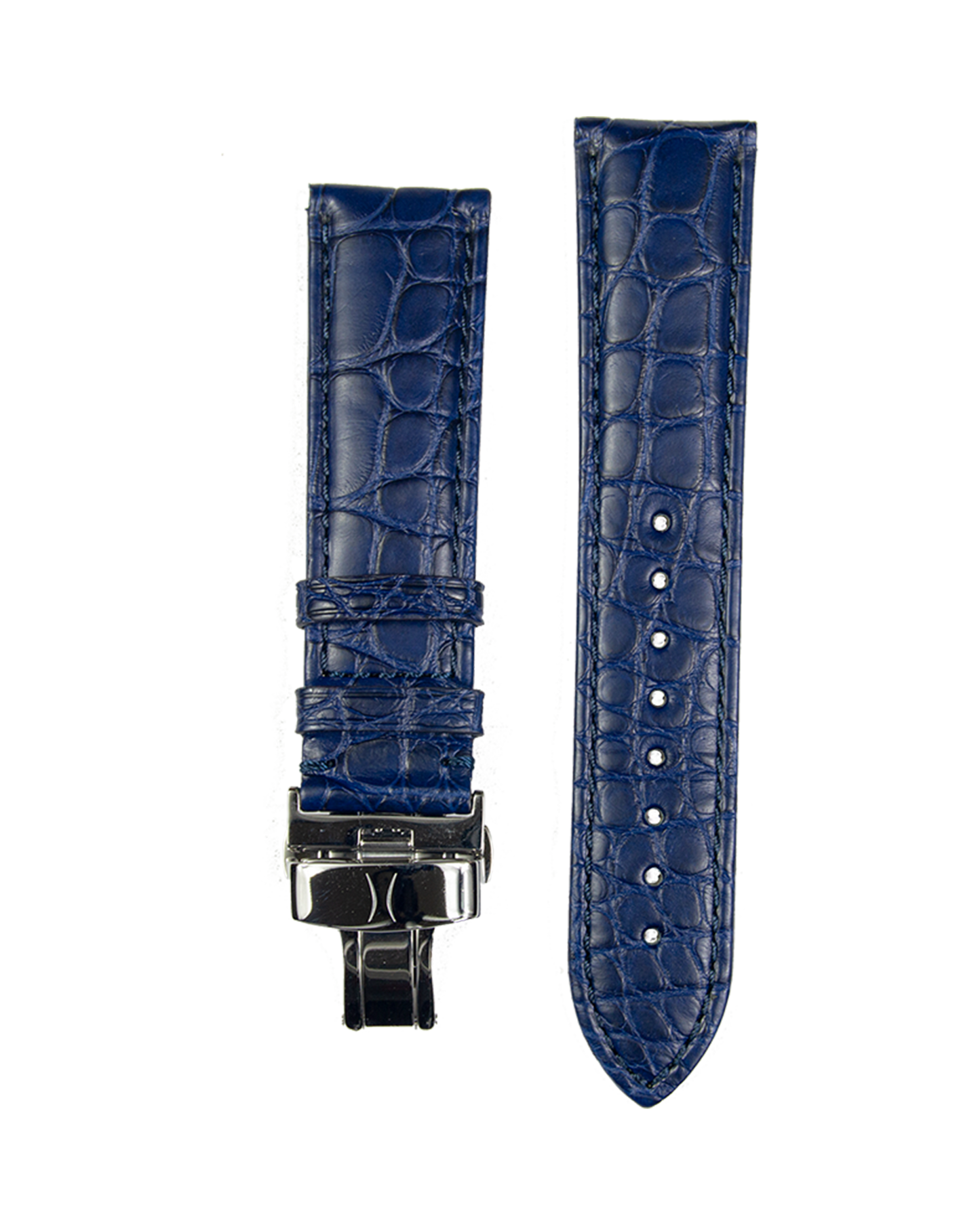 22mm Blue Alligator Strap with Black PVD Deployant Buckle