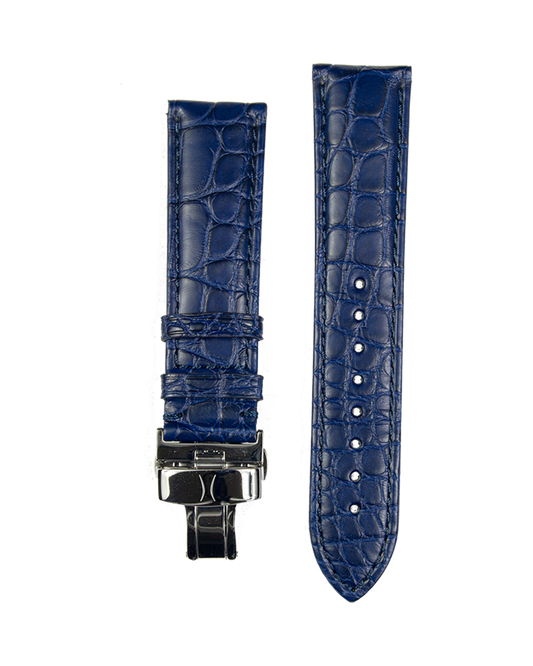22mm Blue Alligator Strap with Black PVD Deployant Buckle