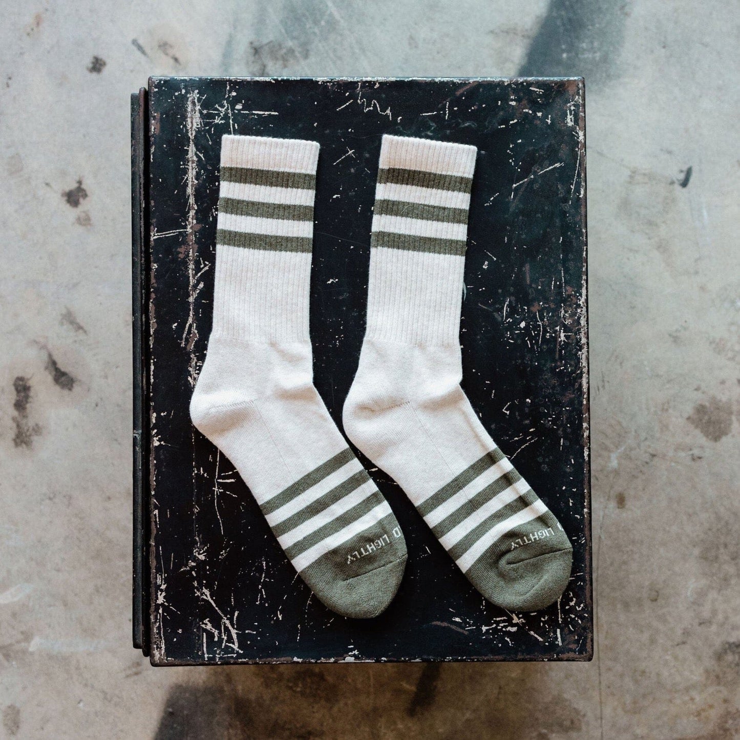 Heather Stripe Socks - Olive