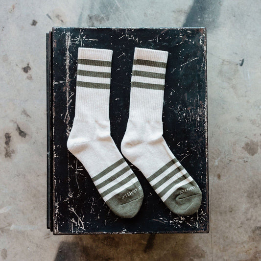 Heather Stripe Socks - Olive