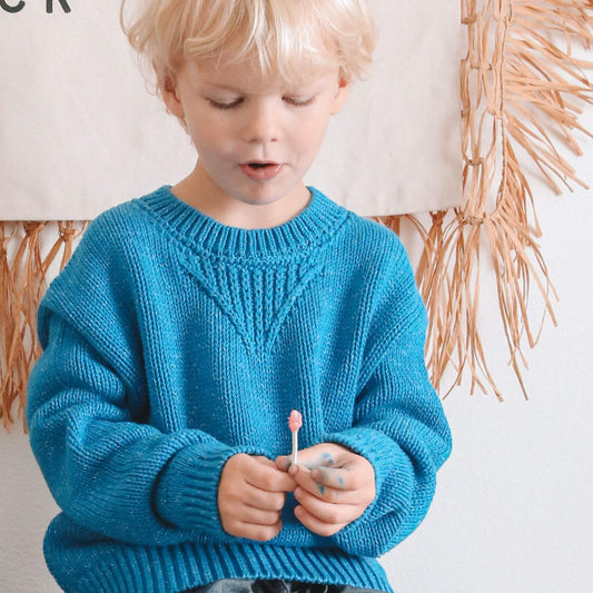 Marled Blue Cotton Sweater