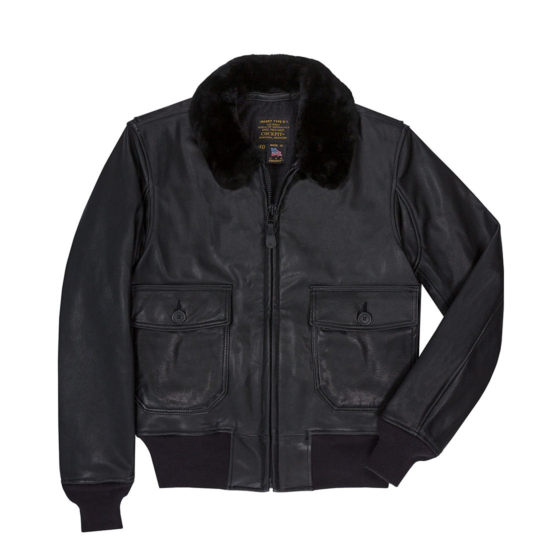 Black Leather G-1 Military Spec Jacket Z21E013