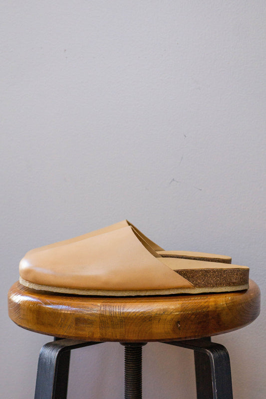 Padmore Barnes Slides - Natural Veg Tan Leather