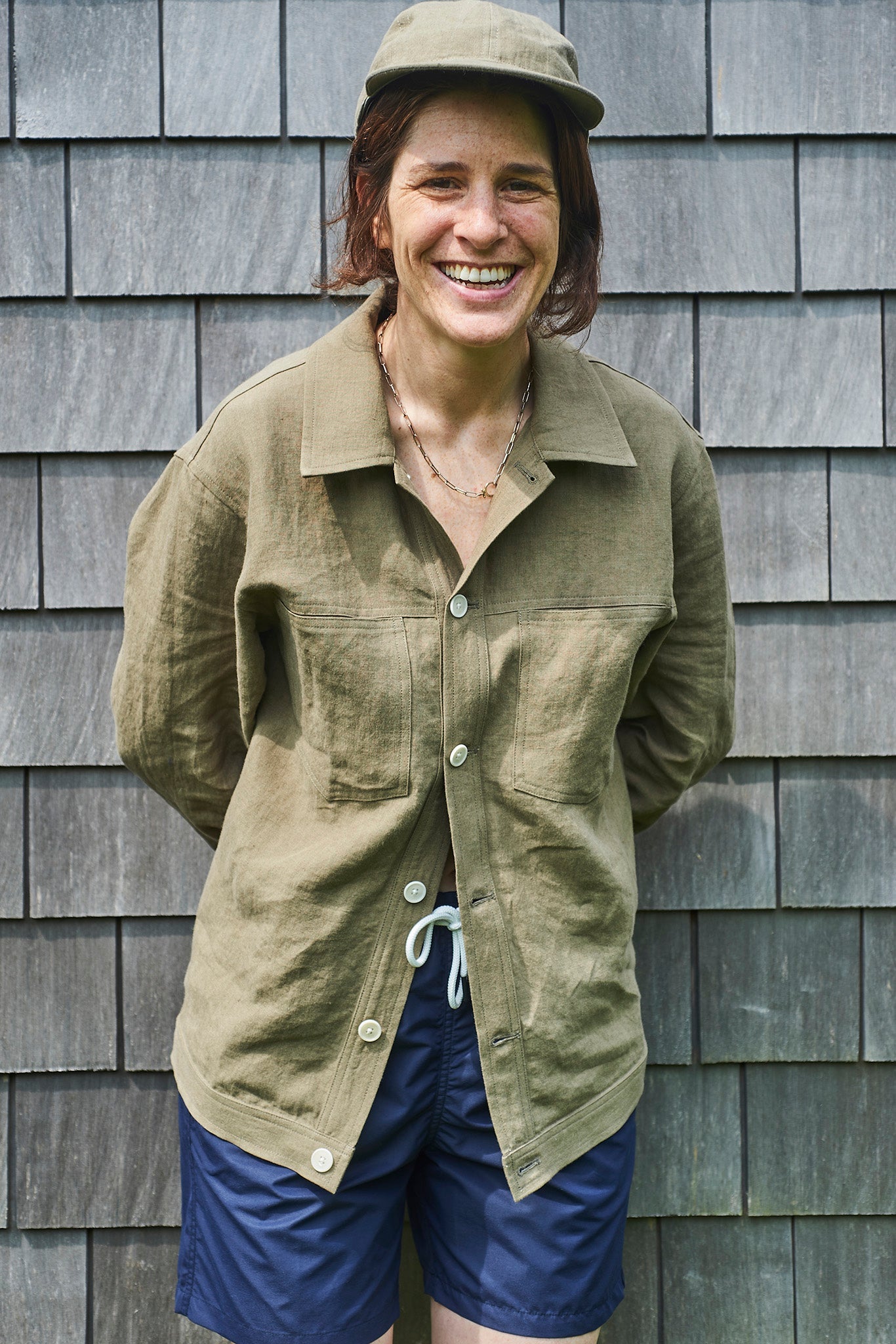 Type Jacket in Beige Moyen Linen