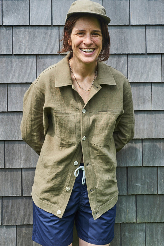 Type Jacket in Beige Moyen Linen