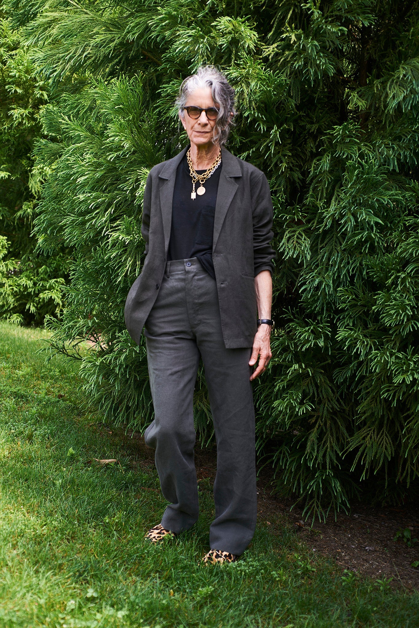 Split Back Trouser in Arabica Linen