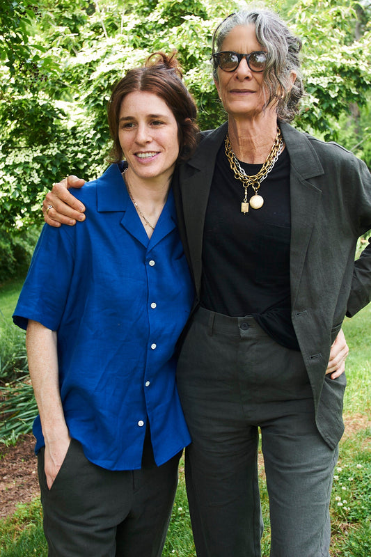 Camp Collar Shirt in Azure Blue Linen