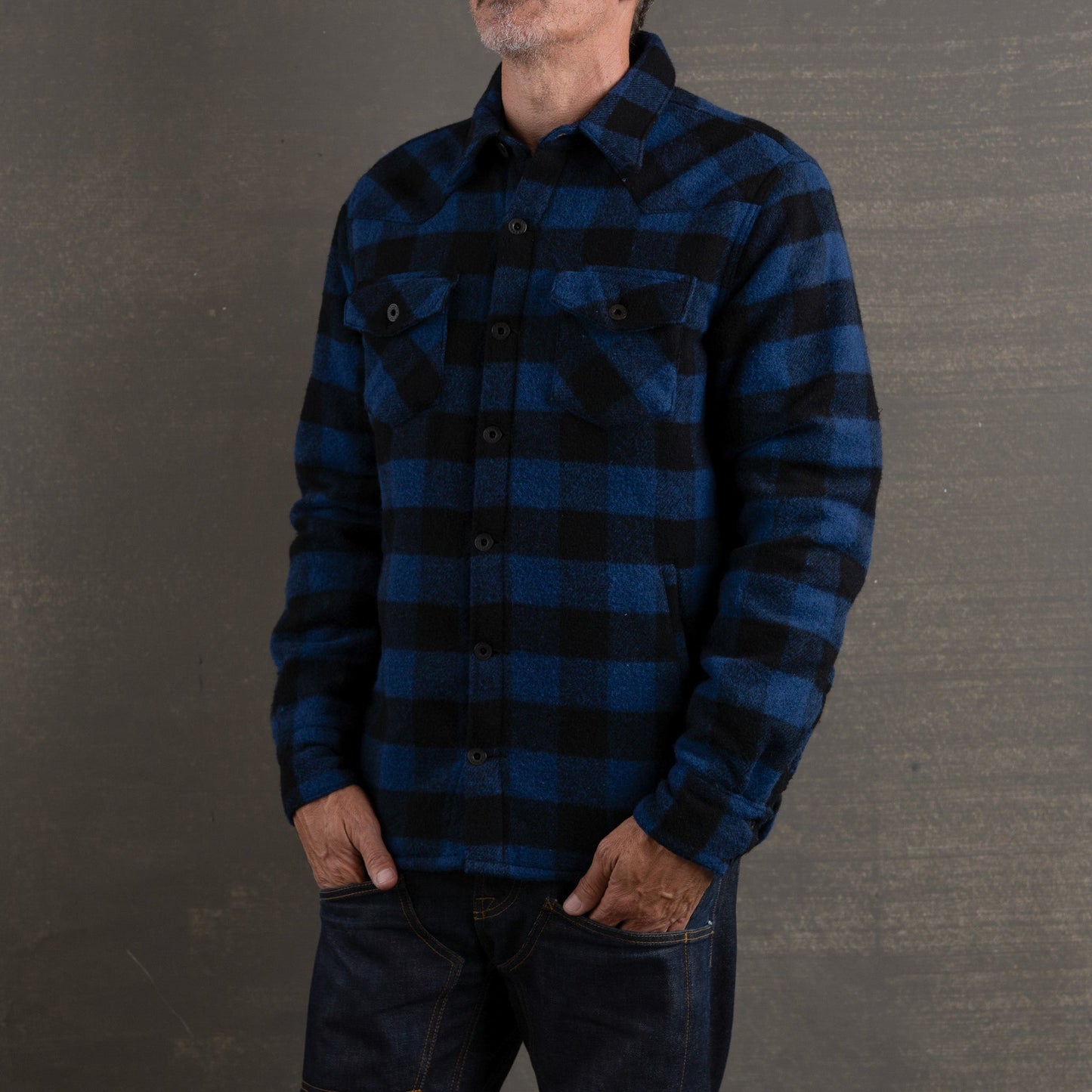 Deputy CPO XH Japanese Wool Flannel - Blue Check