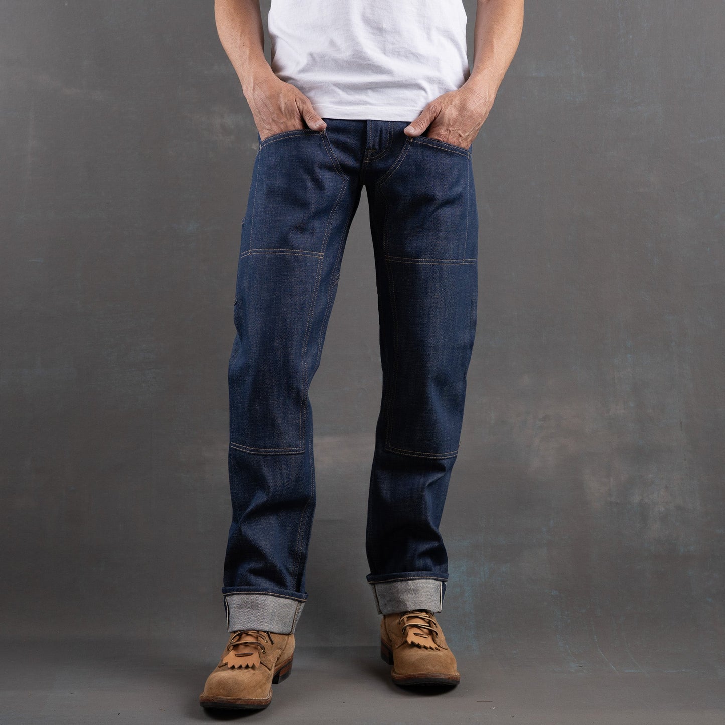 PRE ORDER: Die Hard Double Knee Straight Leg - 14oz Sky Slub Selvage Denim