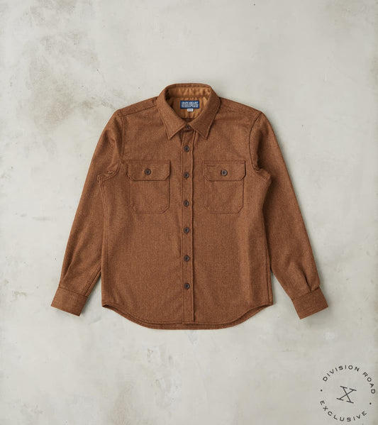 DR 434-CBR - CPO Shirt - Fox Brothers® Wool Cigar Brown Barleycorn Flannel