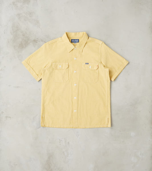 388-YEL - Short Sleeved Summer Shirt - 4oz Japanese Selvedge Blend Yellow