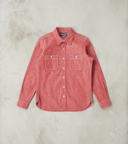363-RED - Work Shirt - 10oz Organic Chambray Red