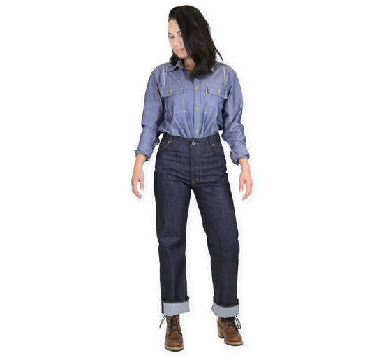 Drifter Indigo Stretch Medium High Waist Straight Leg