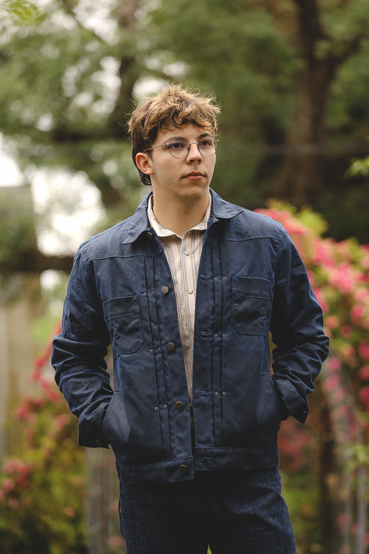 Riders Jacket Waxed Canvas Navy