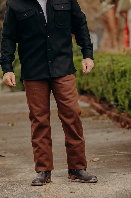 Wilkes Western Cut -15oz Dark Brown Denim