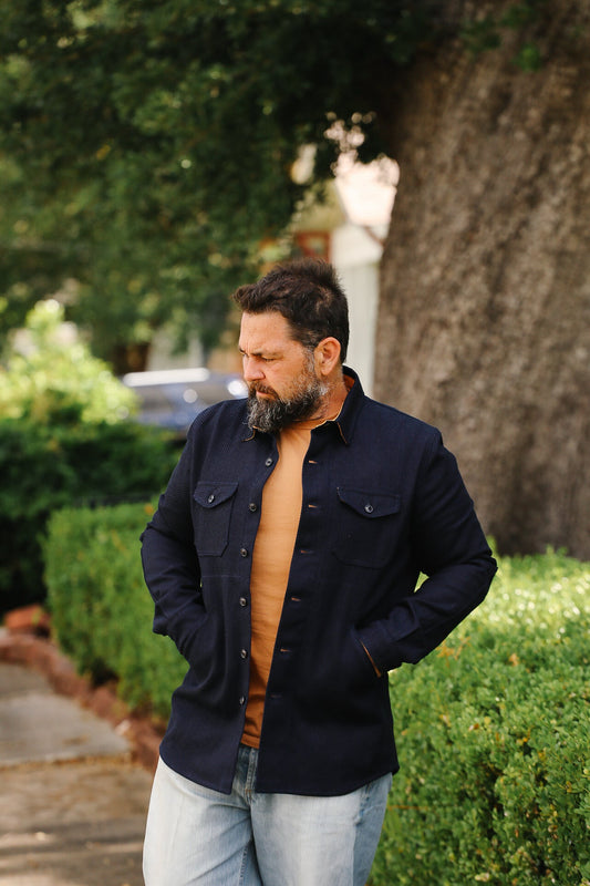 Crissman Overshirt- Indigo Sashiko