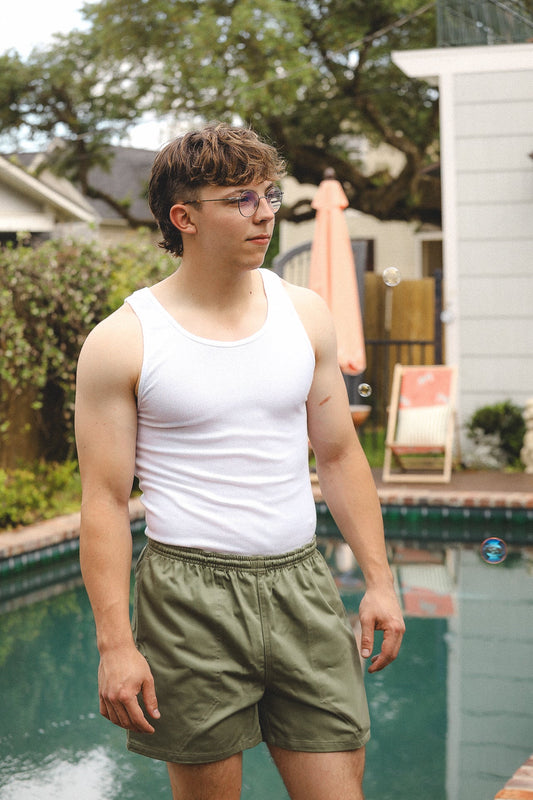 Tubular Rib Knit Tank Top - Natural