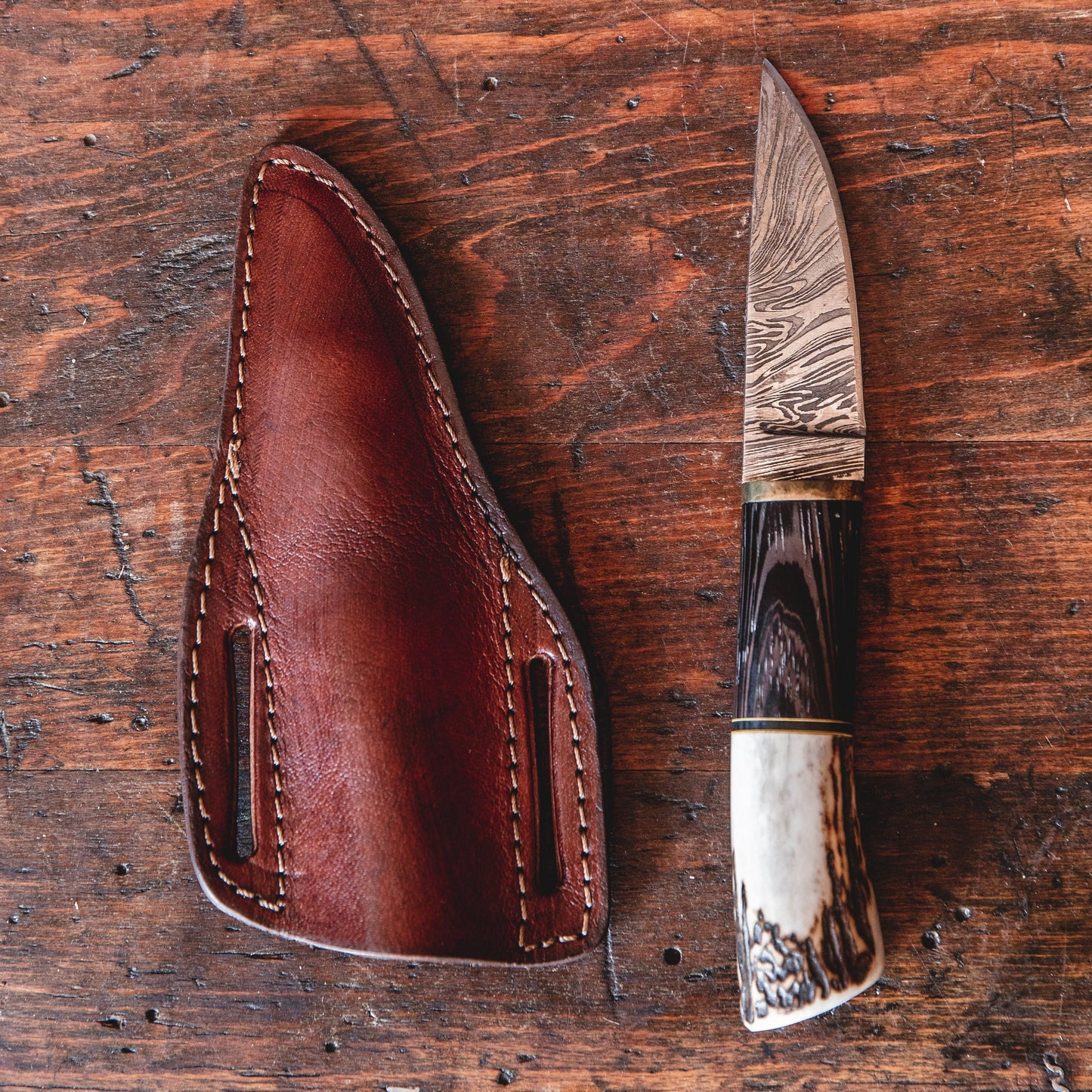 Damascus Stag Horn Knife