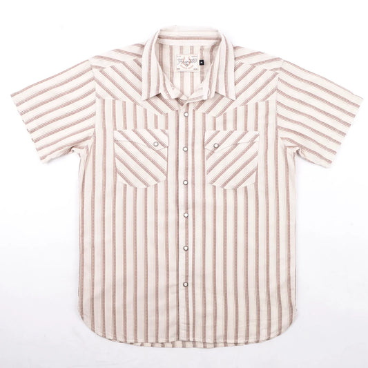 Calico S/S Shirt | Brown Stripe | Freenote Cloth