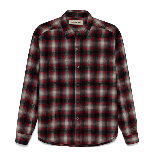 Cotton Flannel Work Shirt (Red Shadow)