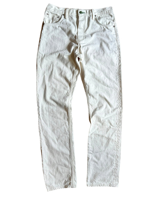 Greaser 12 oz Japanese Kurabo washed White Denim w/ red selvedge
