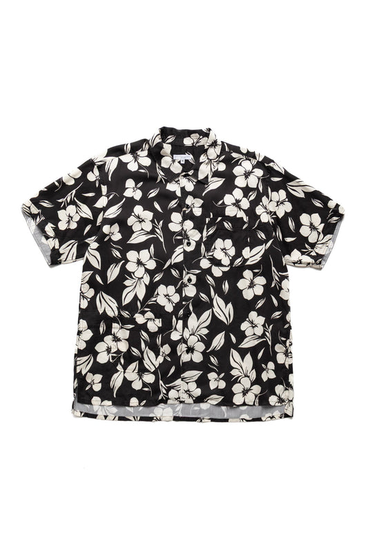 Camp Shirt Tencel Floral Print - Black / Natural