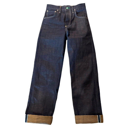 Left Field X Cowboy Crust  15.5 oz Indigo/Kakishibu Buckle Back denim jeans