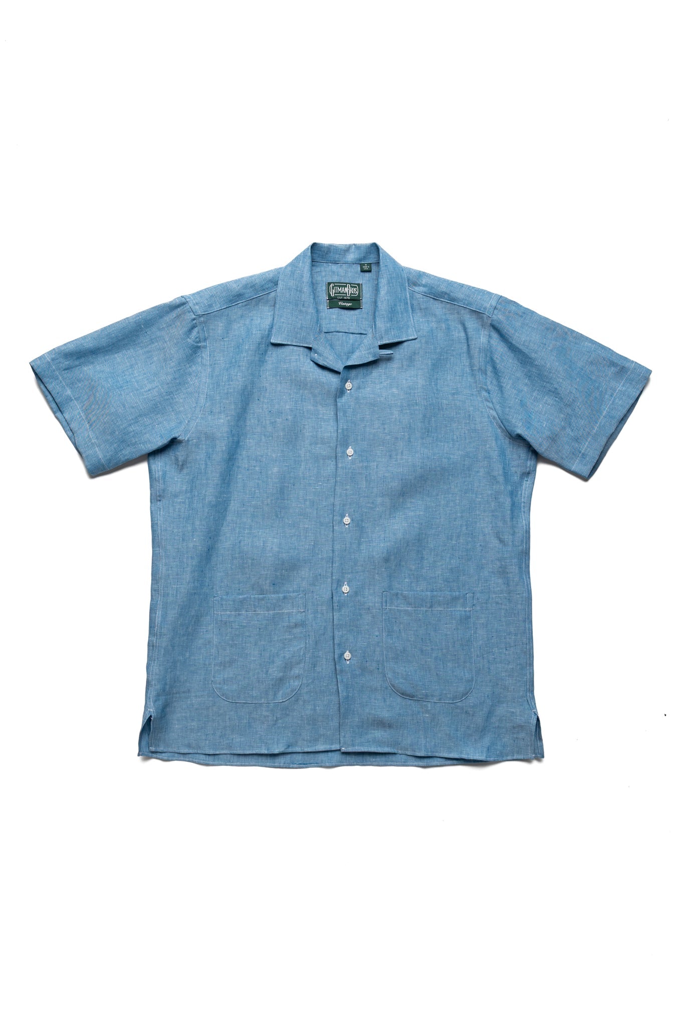 S/S Camp Shirt With 2 Lower Pockets - Chambray Linen