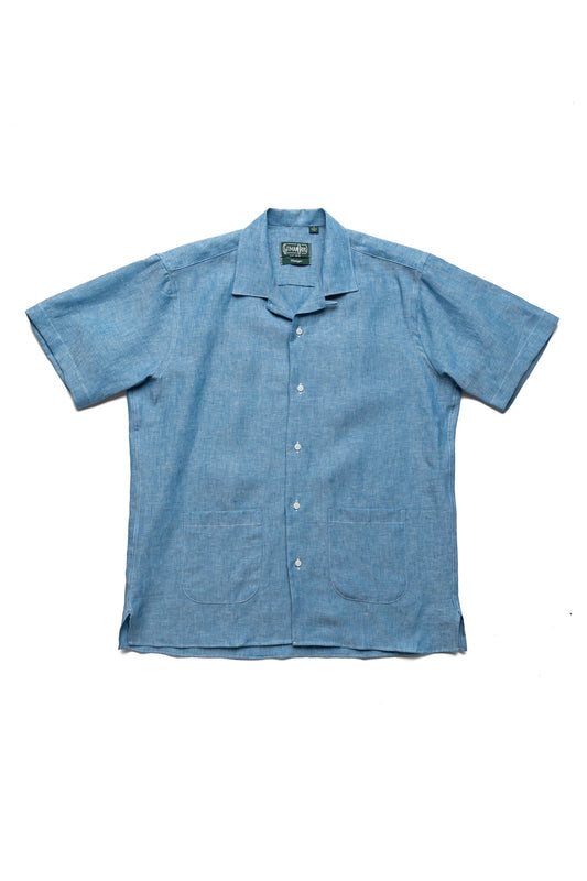 S/S Camp Shirt With 2 Lower Pockets - Chambray Linen