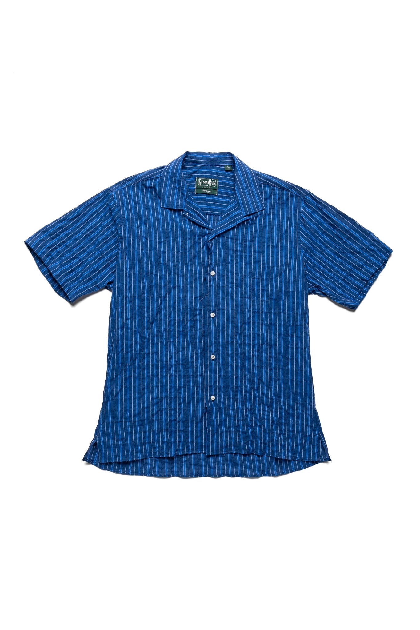S/S Camp Shirt - Indigo Organic Japanese Awning Stripe