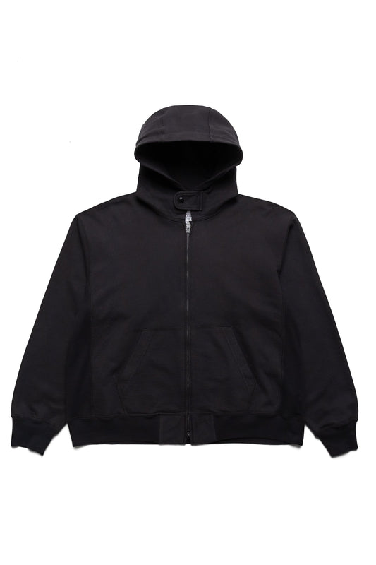 Zip Hoodie Solid Cotton French Terry - Black