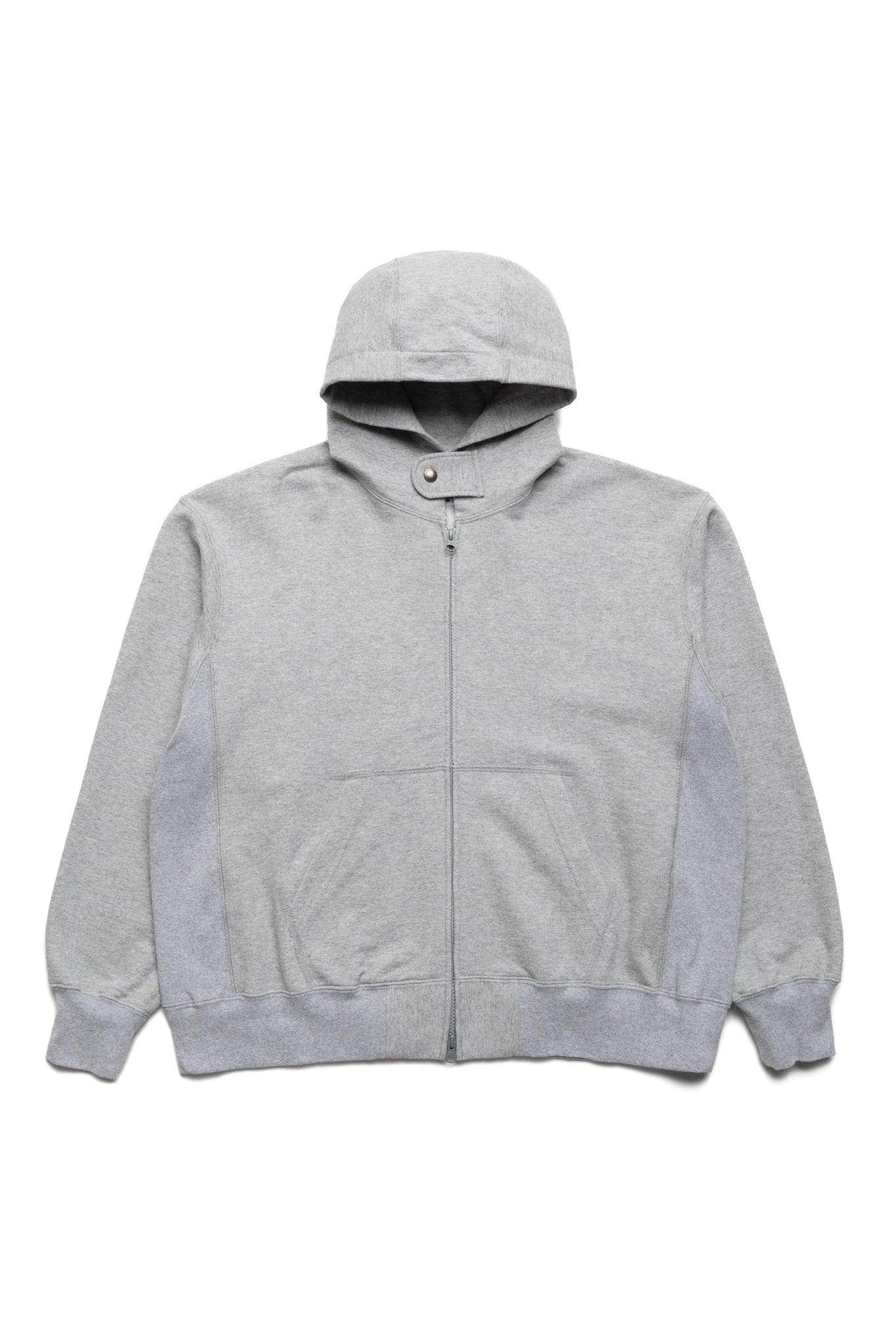 Zip Hoodie Solid Cotton French Terry - Heather Grey