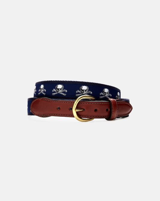 Made-in-USA Skull and Bones Motif Belt