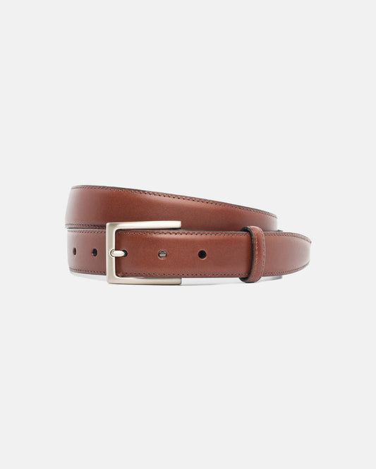 Made-in-USA Cognac Italian Leather Belt