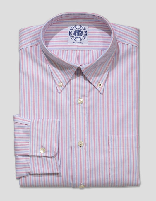PINK/LIGHT BLUE STRIPED OXFORD DRESS SHIRT