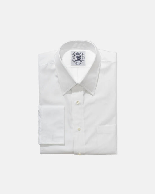 WHITE POINT COLLAR FRENCH CUFFED DRESS SHIRT